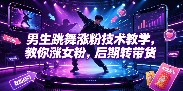 男生跳舞涨粉技术教学，教你涨女粉，后期转带货-九节课
