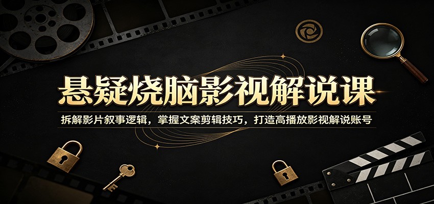 悬疑烧脑影视解说课：拆解影片叙事逻辑，掌握文案剪辑技巧，打造高播放影视解说账号-九节课