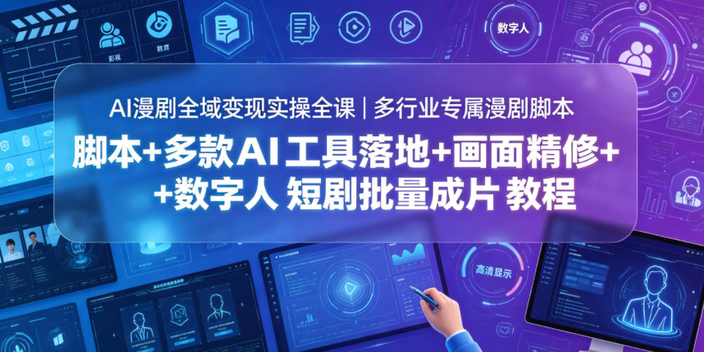 AI漫剧全域变现实操全课｜多行业专属漫剧脚本+多款AI工具落地+画面精修+数字人短剧批量成片全教程-九节课