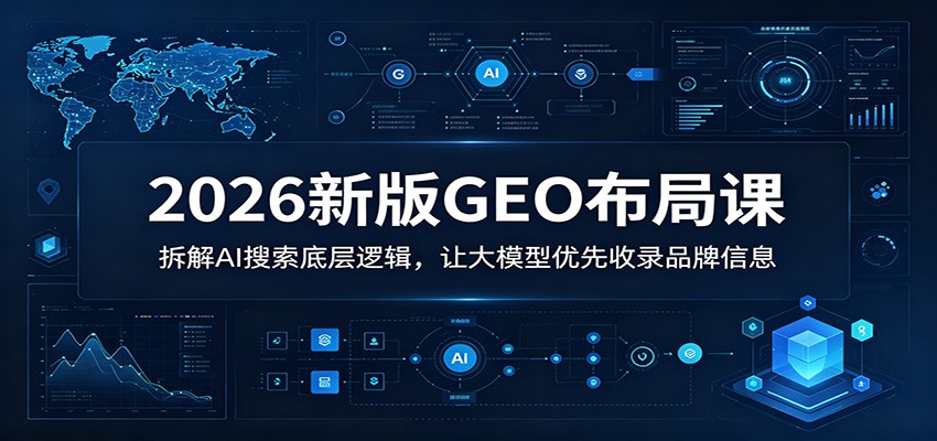 2026新版GEO布局课：拆解AI搜索底层逻辑，让大模型优先收录品牌信息-九节课
