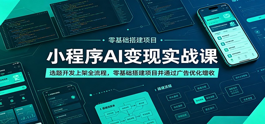 小程序AI变现实战课：选题开发上架全流程，零基础搭建项目并通过广告优化增收-九节课