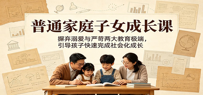 普通家庭子女成长课：摒弃溺爱与严苛两大教育极端，引导孩子快速完成社会化成长-九节课