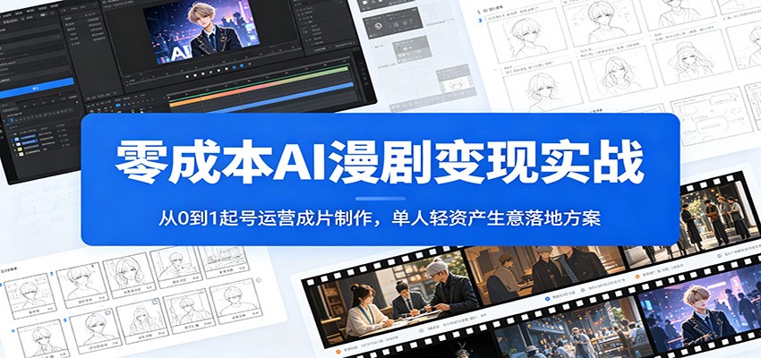 零成本AI漫剧变现实战：从0到1起号运营成片制作，单人轻资产生意落地方案-九节课