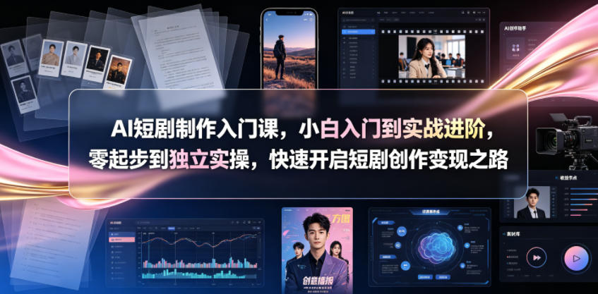 AI短剧制作入门课，小白入门到实战进阶，零起步到独立实操，快速开启短剧创作变现之路-九节课
