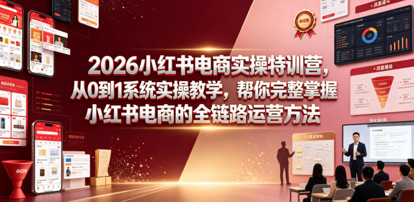 2026小红书电商实操特训营，从0到1系统实操教学，帮你完整掌握小红书电商的全链路运营方法-九节课