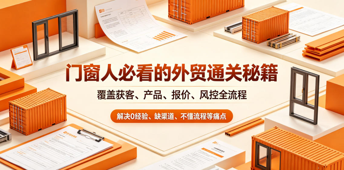 门窗人必看的外贸通关秘籍，块覆盖获客、产品、报价、风控全流程，解决0经验、缺渠道、不懂流程等痛点-九节课
