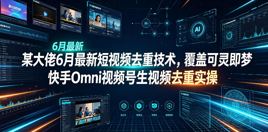 某大佬6月最新短视频去重技术，覆盖可灵即梦快手Omni视频号生视频去重实操-九节课
