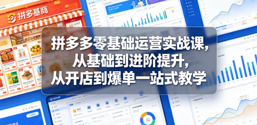拼多多零基础运营实战课，从基础到进阶提升，从开店到爆单一站式教学-九节课