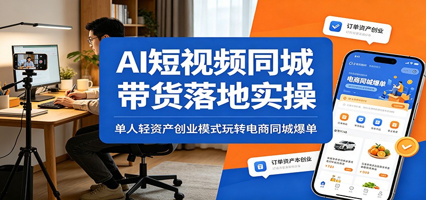 AI短视频同城带货落地实操：单人轻资产创业模式玩转电商同城爆单-九节课