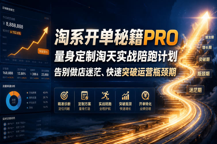 淘系开单秘籍PRO，量身定制淘天实战陪跑计划，告别做店迷茫、快速突破运营瓶颈期（2026年6月11）-九节课