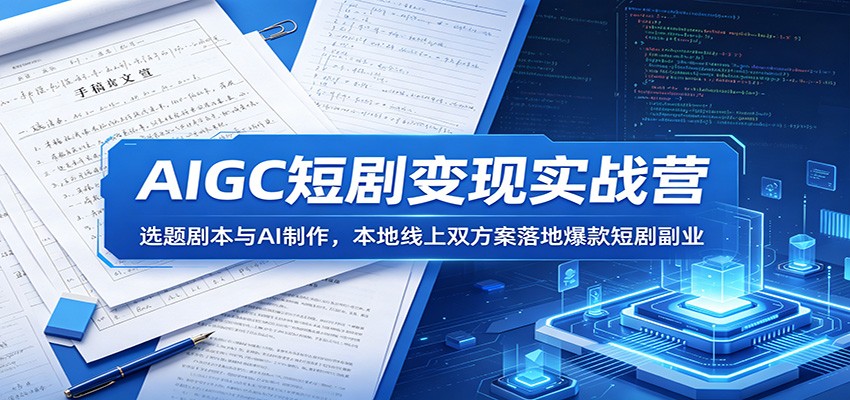 AIGC短剧变现实战营：选题剧本与AI制作，本地线上双方案落地爆款短剧副业-九节课