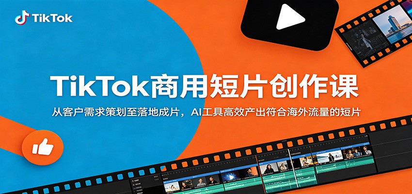 TikTok商用短片创作课：从客户需求策划至落地成片，AI工具高效产出符合海外流量的短片-九节课