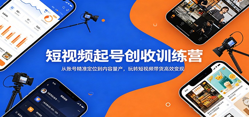 短视频起号创收训练营：从账号精准定位到内容量产，玩转短视频带货高效变现-九节课