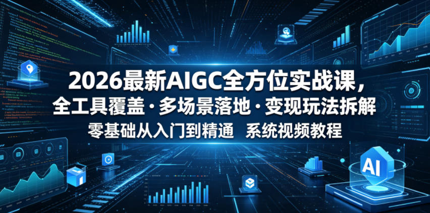 2026最新AIGC全方位实战课，全工具覆盖・多场景落地・变现玩法拆解，零基础从入门到精通系统视频教程-九节课