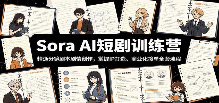 Sora AI短剧训练营：精通分镜剧本剧情创作，掌握IP打造、商业化接单全套流程-九节课