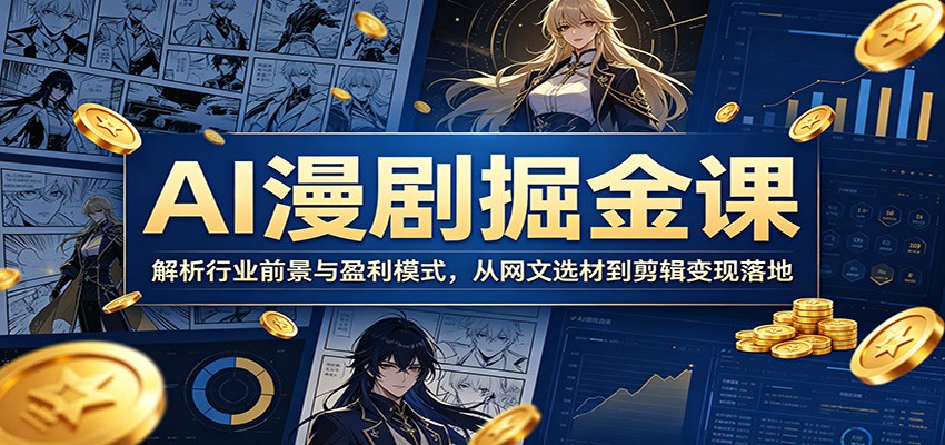 AI漫剧掘金课：解析行业前景与盈利模式，从网文选材到剪辑变现落地-九节课