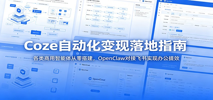 Coze自动化变现落地指南：各类商用智能体从零搭建，OpenClaw对接飞书实现办公提效-九节课