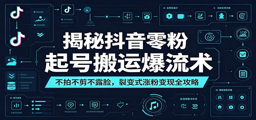 揭秘抖音零粉起号搬运爆流术：不拍不剪不露脸，裂变式涨粉变现全攻略-九节课