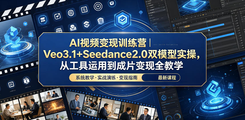AI视频变现训练营｜Veo3.1+Seedance2.0双模型实操，从工具运用到成片变现全教学-九节课