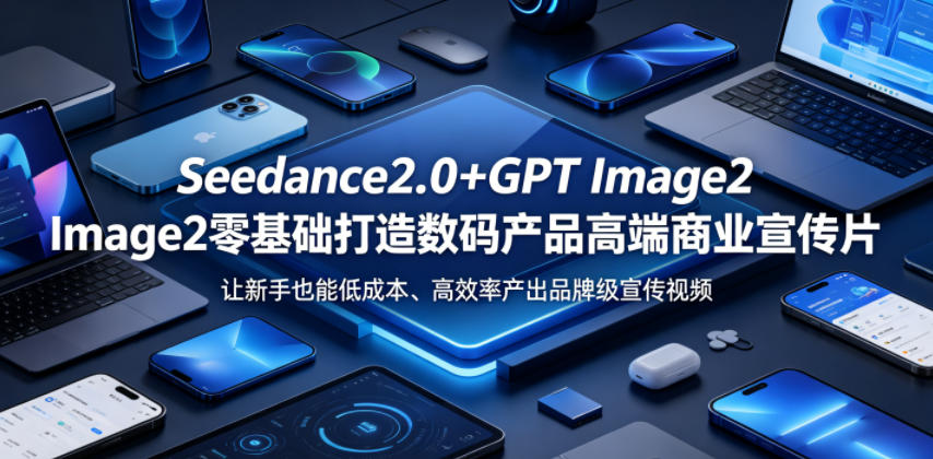 Seedance2.0+GPT Image2零基础打造数码产品高端商业宣传片,让新手也能低成本、高效率产出品牌级宣传视频-九节课