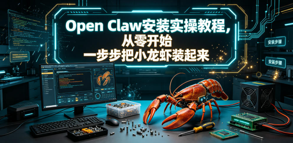 Open Claw安装实操教程，从零开始一步步一步步把小龙虾装起来-九节课
