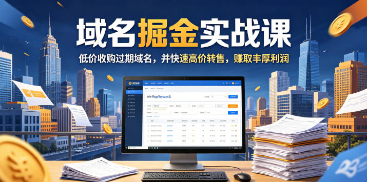 域名交易掘金实战课，低价收购过期域名，并快速高价转售，賺取丰厚利润【原创双语字幕】-九节课