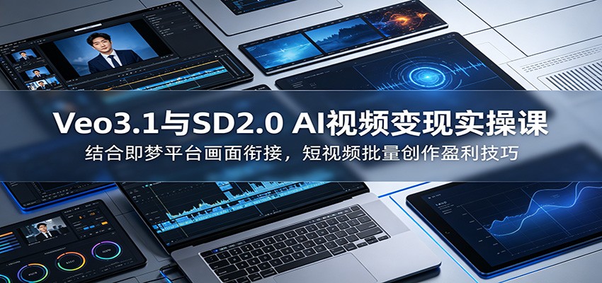 Veo3.1与SD2.0 AI视频变现实操课课：结合即梦平台画面衔接，短视频批量创作盈利技巧-九节课