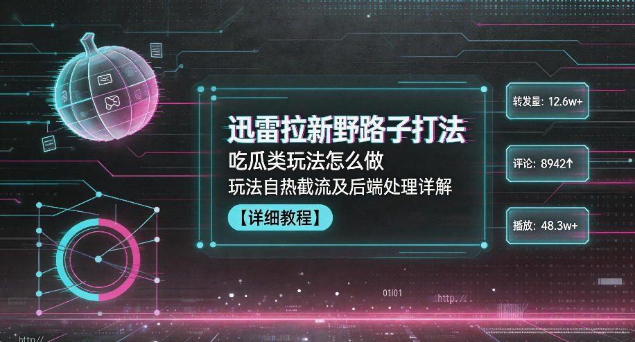 迅雷拉新野路子打法，吃瓜类玩法怎么做，玩法自热截流及后端处理详解-九节课