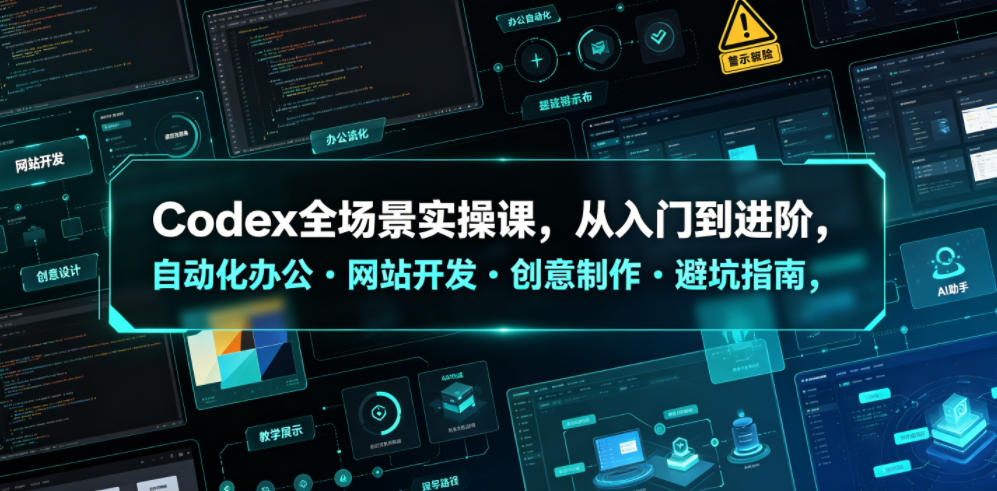 Codex全场景实操课，从入门到进阶，自动化办公・网站开发・创意制作・避坑指南，全流程教学-九节课