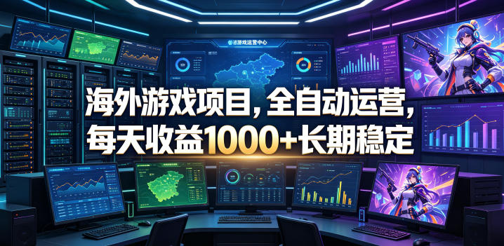 海外游戏项目，全自动运营，每天收益1000+长期稳定【揭秘】-九节课