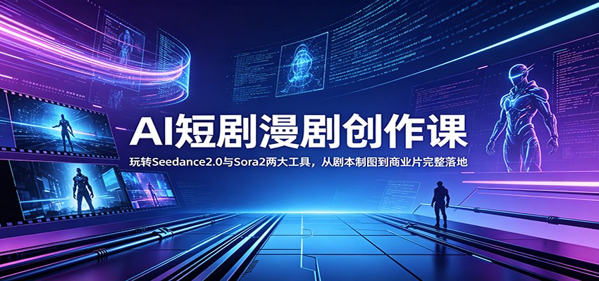 AI短剧漫剧创作课：玩转Seedance2.0与 Sora2两大工具，从剧本制图到商业片完整落地-九节课