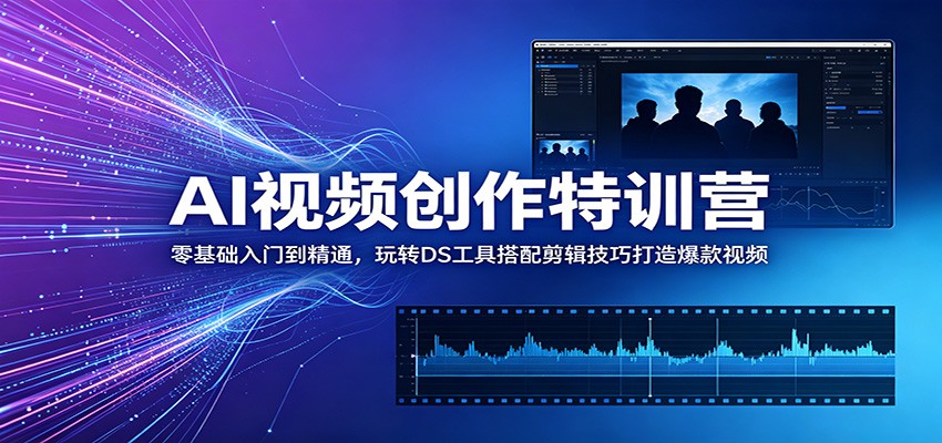 AI视频创作特训营：零基础入门到精通，玩转DS工具搭配剪辑技巧打造爆款视频-九节课