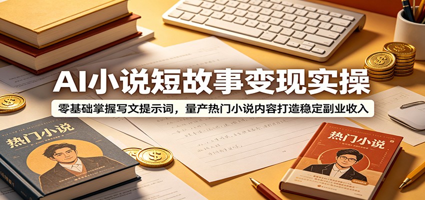 AI小说短故事变现实操：零基础掌握写文提示词，量产热门小说内容打造稳定副业收入-九节课
