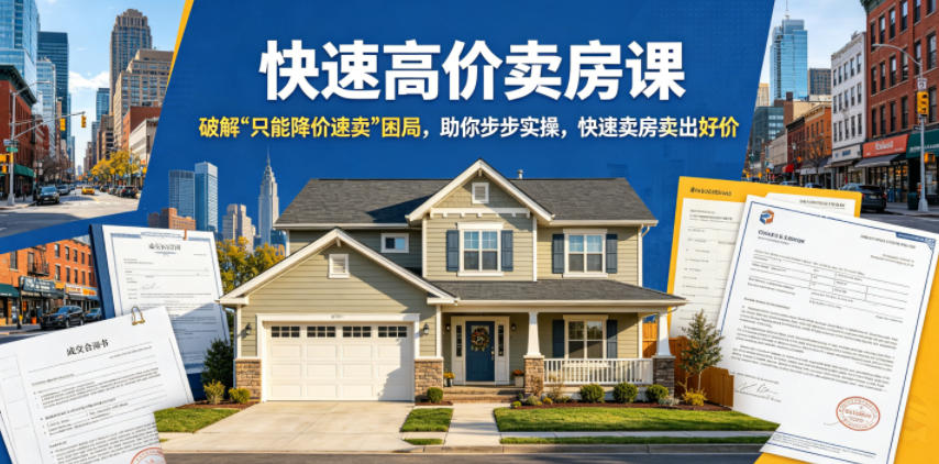 快速高价卖房课，破解“只能降价速卖”困局，助你步步实操，快速卖房卖出好价（更新2026）-九节课