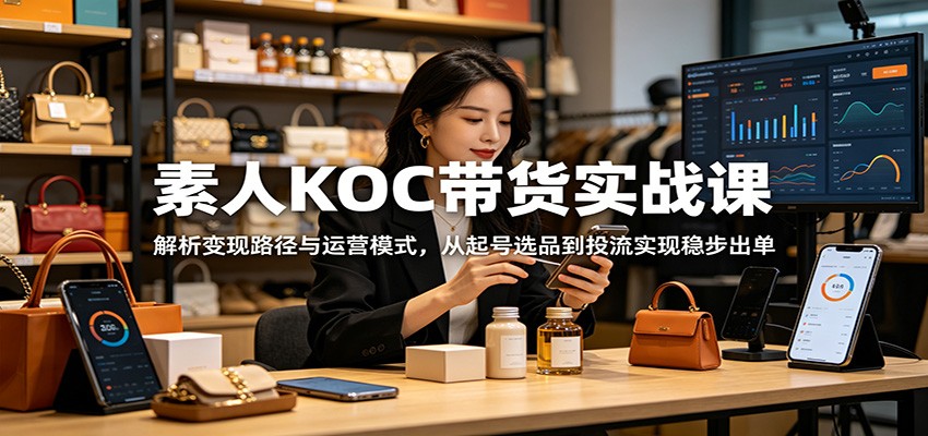 素人KOC带货实战课：解析变现路径与运营模式，从起号选品到投流实现稳步出单-九节课