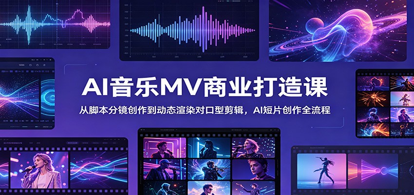 AI音乐MV商业打造课：从脚本分镜创作到动态渲染对口型剪辑，AI短片创作全流程-九节课