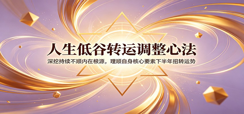 人生低谷转运调整心法:深挖持续不顺内在根源,理顺自身核心要素下半年扭转运势-九节课