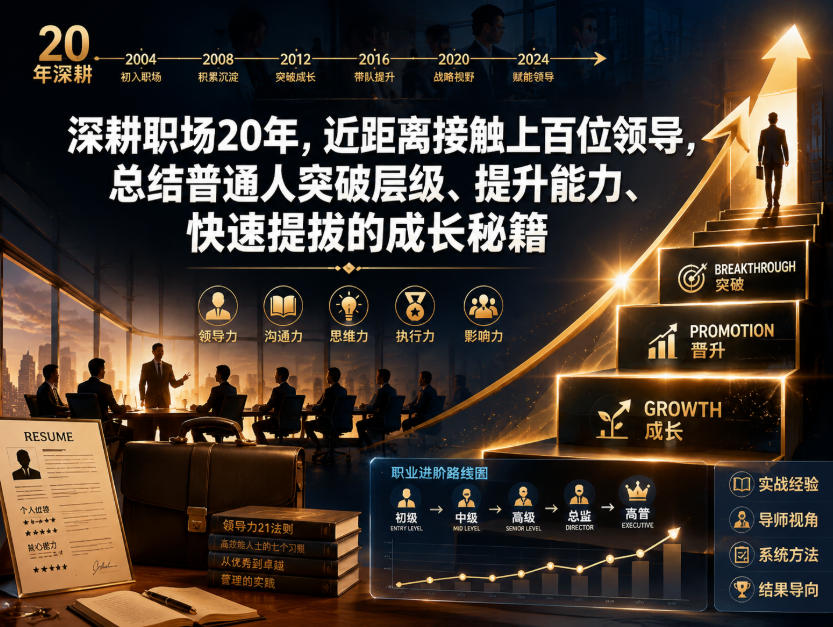 付费文章：深耕职场20年，近距离接触上百位领导，总结普通人突破层级、提升能力、快速提拔的成长秘籍（全网独家干货）-九节课