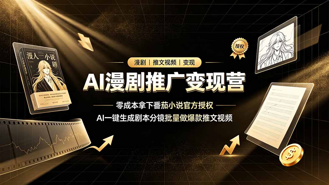 （19193期）AI漫剧推广变现营，零成本拿下番茄小说官方授权，AI一键生成剧本分镜批量做爆款推文视频-九节课