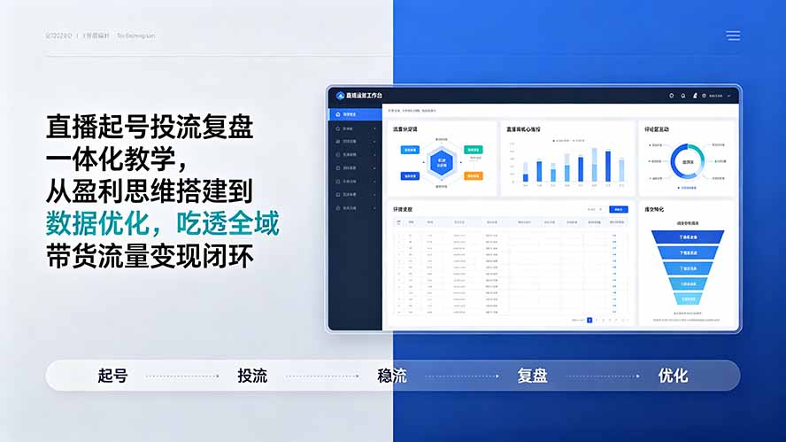 （19241期）直播起号投流复盘一体化教学，从盈利思维搭建到数据优化，吃透全域带货流量变现闭环-九节课