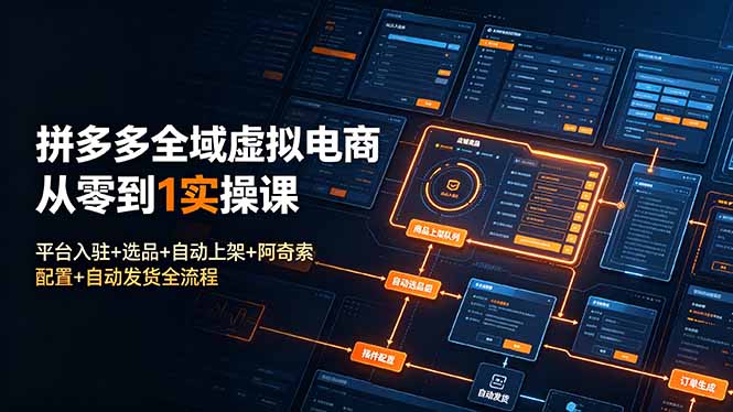 （19139期）拼多多全域虚拟电商从零到1实操课：平台入驻+选品+自动上架+阿奇索配置+自动发货全流程-九节课