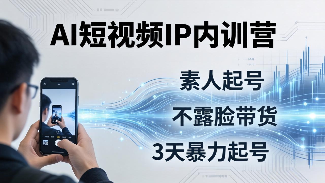 （19208期）2026AI短视频IP内训营-更新：从素人起号到不露脸带货，3天暴力起号全流程拆解-九节课