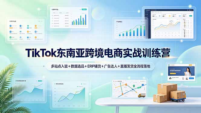 （19155期）TikTok东南亚跨境电商实战训练营：多站点入驻+数据选品+ERP铺货+广告达人+直播发货全流程落地-九节课