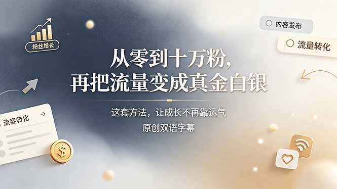 （19198期）从零到十万粉，再把流量变成真金白银——这套方法，让成长不再靠运气【原创双语字幕】-九节课