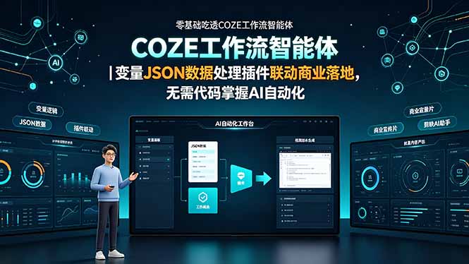 （19243期）零基础吃透COZE工作流智能体｜变量JSON数据处理插件联动商业落地，无需代码掌握AI自动化-九节课