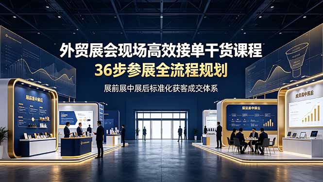 （19157期）外贸展会现场高效接单干货课程，36步参展全流程规划，展前展中展后标准化获客成交体系-九节课