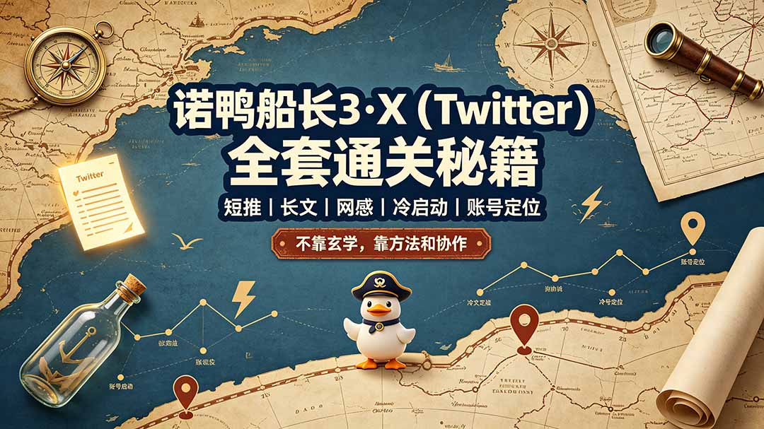 （19215期）诺鸭船长3·X（Twitter）全套通关秘籍，短推、长文、网感、冷启动、账号定位，不靠玄学，靠方法和协作-九节课
