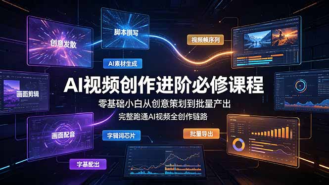 （19159期）AI视频创作进阶必修课程：零基础小白从创意策划到批量产出，完整跑通AI视频全创作链路-九节课