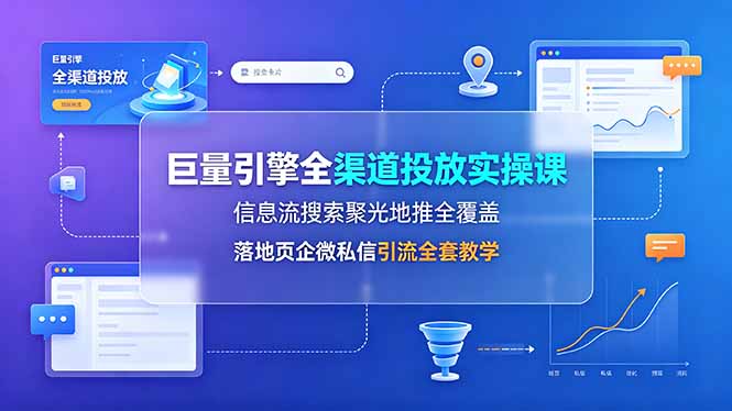 （19181期）巨量引擎全渠道投放实操课，信息流搜索聚光地推全覆盖，落地页企微私信引流全套教学-九节课