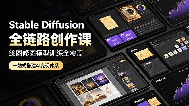（19154期）Stable Diffusion全链路创作课，绘图修图模型训练全覆盖，一站式搭建AI变现体系-九节课